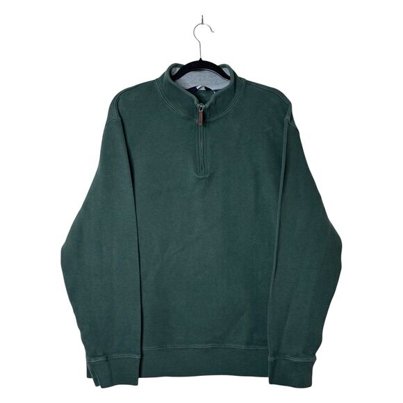 Lands' End Other - Lands End Green Quarter Zip Knit Pullover 100% Cotton Mens XL Normcore Classic